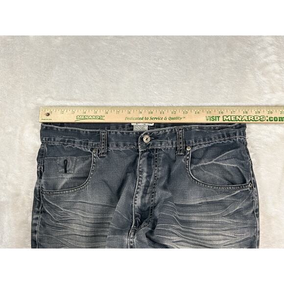Vtg Y2K Route 66 Denim Shorts Mens Sz 36 Washed Out Black Wide Leg Baggy Skater - Picture 4 of 7